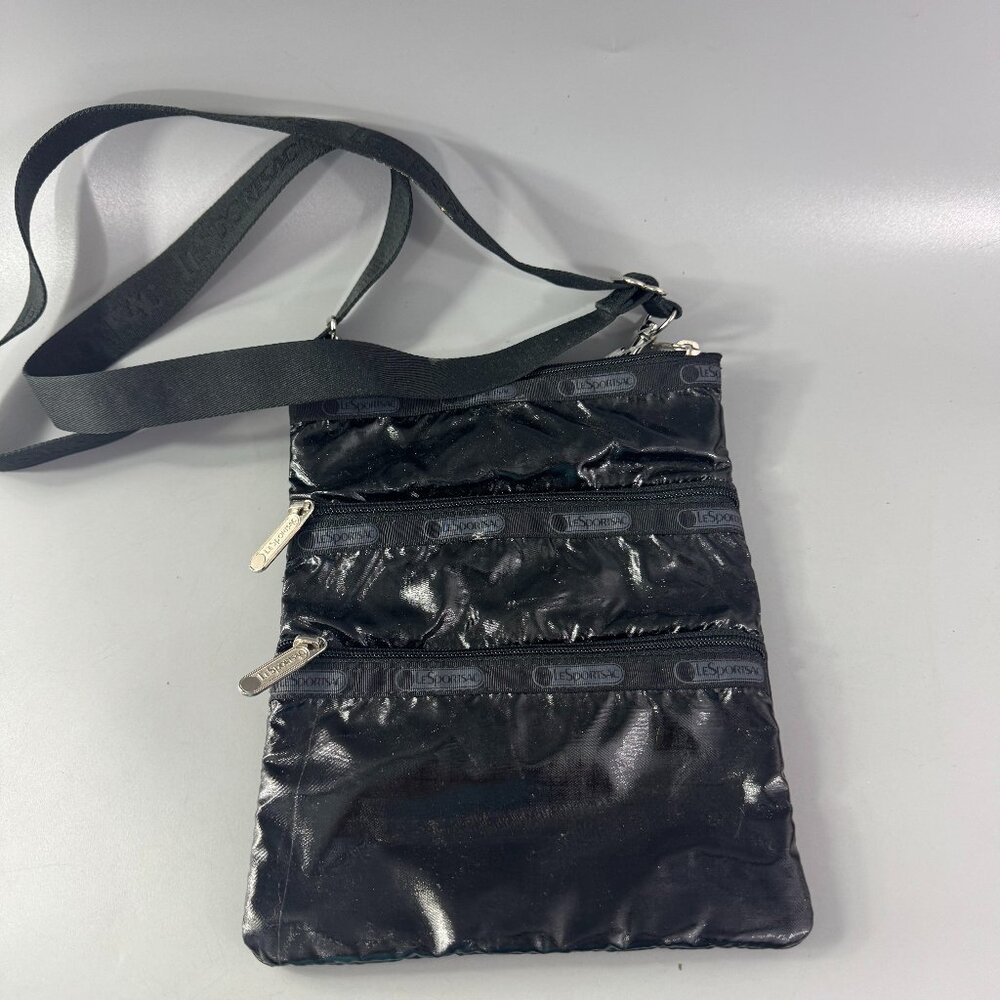 Lesportsac Black Shiny Slim Crossbody Bag